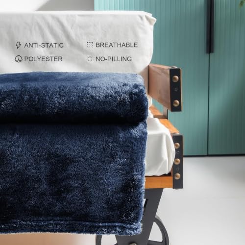 Fuzzy Large Fleece Throw Blanket for Couch (Navy Blue / 50x70 IN)