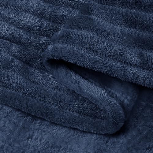 3D Ribbed Jacquard Navy Blankets Queen Size for Bed (Navy / Queen(90"x90"))