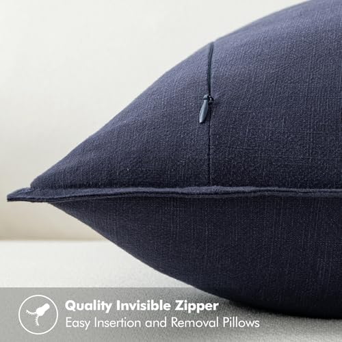 Decorative Linen Pillow Covers 18x18 Inch Navy (Navy / 18" x 18" (Pack of 2))