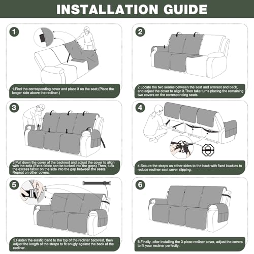 100% Waterproof Recliner Sofa Cover (Sage Green / 3 Seater Standard)