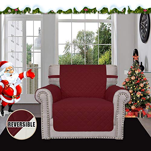 Reversible Couch Cover (Christmas Red/Ivory / Small Chair)