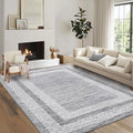 Modern Geometric Area Rug 4x6 Distressed Washable Bedroom Mat (Grey / 4' x 6' (Rectangular))