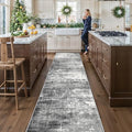 Abstract 14ft Long Runner Rug (2'6" x 14' (Rectangular) / Black/Grey)