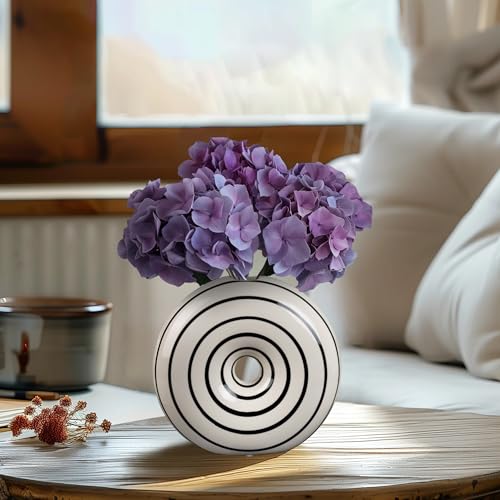 Ceramic Small Donut Vase Hand Painted Glossy Finish Flower Vase (Small)