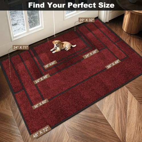 Super Absorbent Front Door Mat (Red / 3' x 4' (Rectangular))