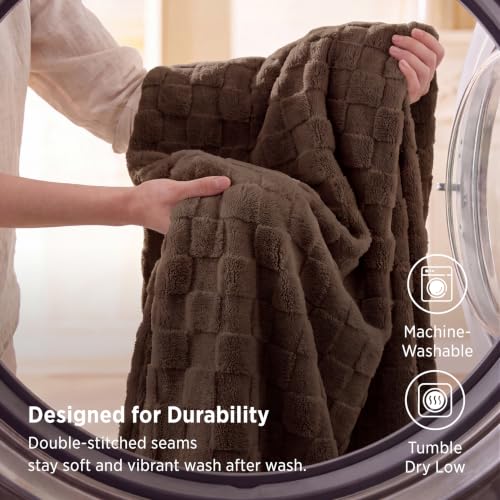 Checkered Soft Cozy Fall Twin Blanket for Bed (Brown / Twin (60" X 80"))