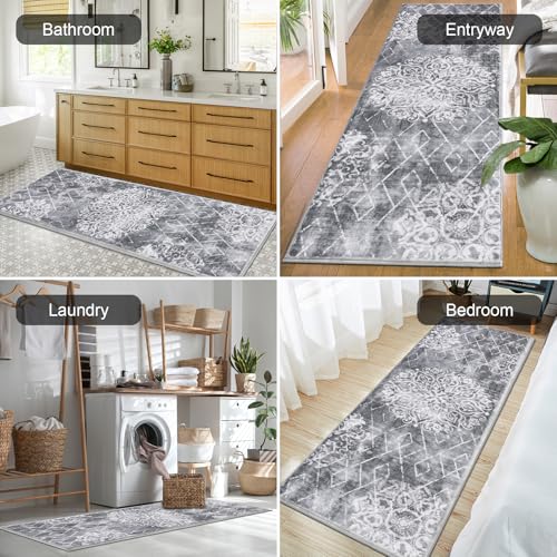 HEBE Hallway Runner Rug 2'x6' (White/Grey / 2' x 6' (Rectangular))