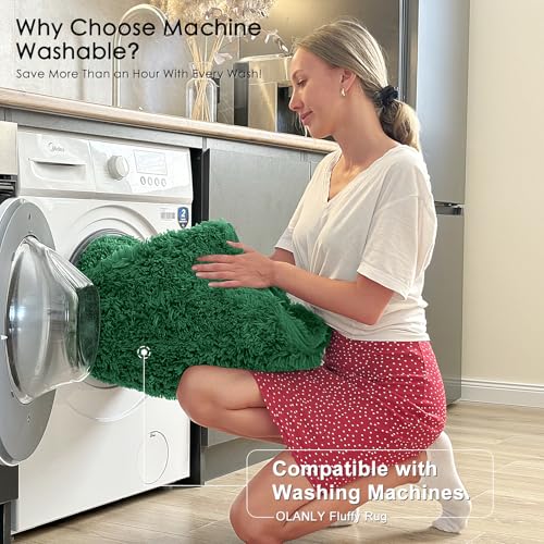 2x4 Machine Washable Runner Rugs for Hallway (2x4 Ft / Dark Green)