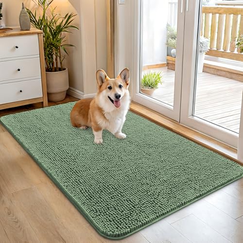 Dog Door Mat for Muddy Paws 45x27 (Olive Green / 45" X 27")