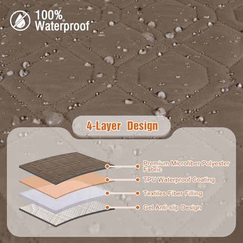 Waterproof Recliner Loveseat Covers Washable (Brown / 2 Seater)
