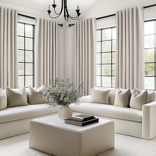 92 Inch Long Curtains Blackout 2 Panels (Oatmeal / 52"W x 92"L (Pack of 2))