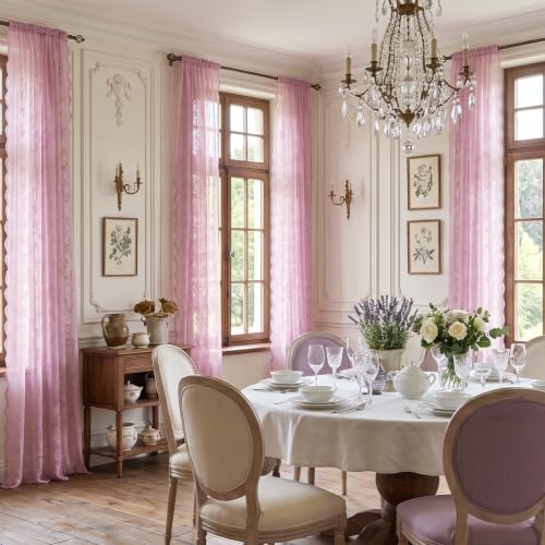 Vintage Lace Curtains 96 Inches Long (Lilac / 52"W x 96"L (Pack of 2))