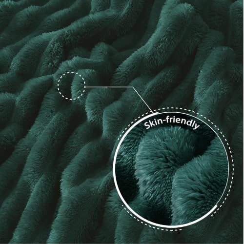 Striped Fleece Throw Blanket for Couch (Forest Green / Throw ( 50x60 IN ))