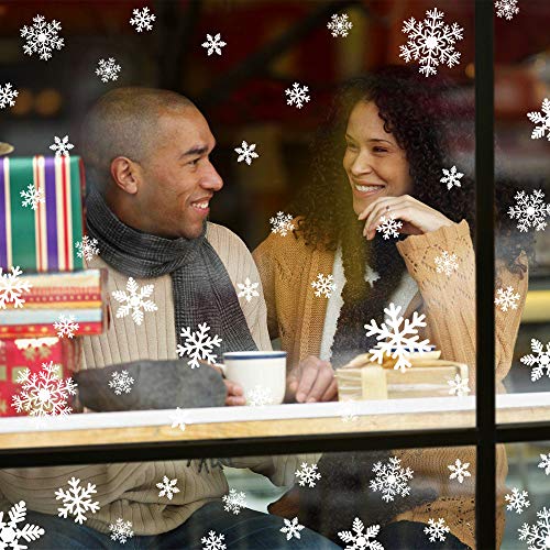 135Pcs Christmas Decorations Window Clings Snowflakes Window Decals (White)