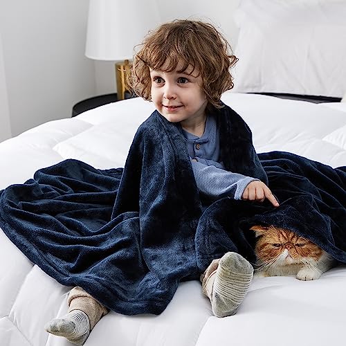 Soft Cozy Warm Fleece Baby Blanket for Kids Navy 43"x55" (02 - Navy / Kids (43" x 55"))