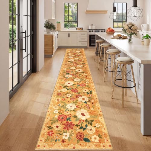 2x12 Washable Runner Rug (Orange / 2' x 12' (Rectangular))