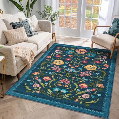 Washable Rug 4x6 Area Rugs for Living Room (C Blue / 4' x 6' (Rectangular))