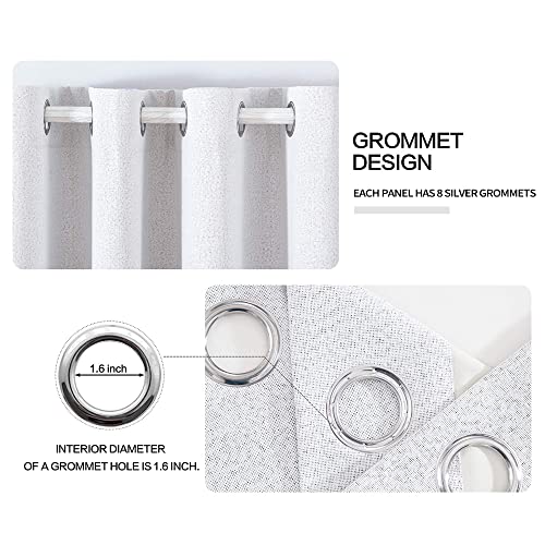 100% Blackout Linen Curtains for Bedroom 52x90 Inches Grayish White (Grayish White / 52"W x 90"L (Pack of 2))
