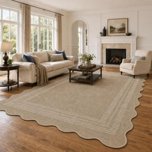 6x9 Scalloped Area Rug (Tan / 6' x 9' (Rectangular))