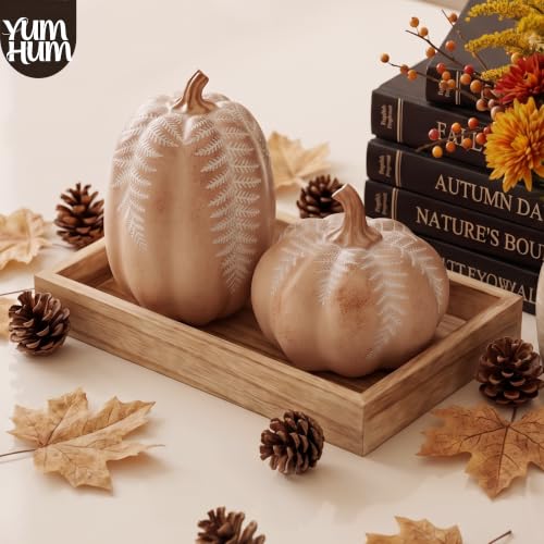 2Pcs Resin Pumpkin Figurines (Fern Leaf Pumpkin)