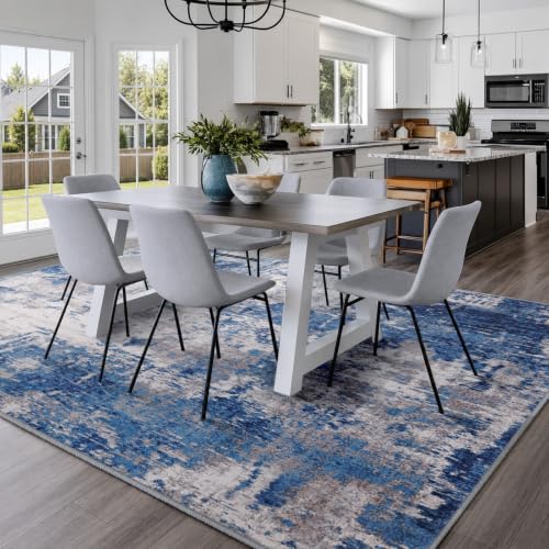 Washable 10'x12' Abstract Area Rug for Living Room Blue Gray (Blue/Gray / 10' x 12' (Rectangular))