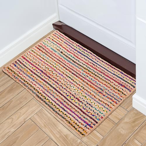 Jute Cotton Braided Kitchen Rug 2x3 Feet (2' x 3' (Rectangular) / Multi Color)