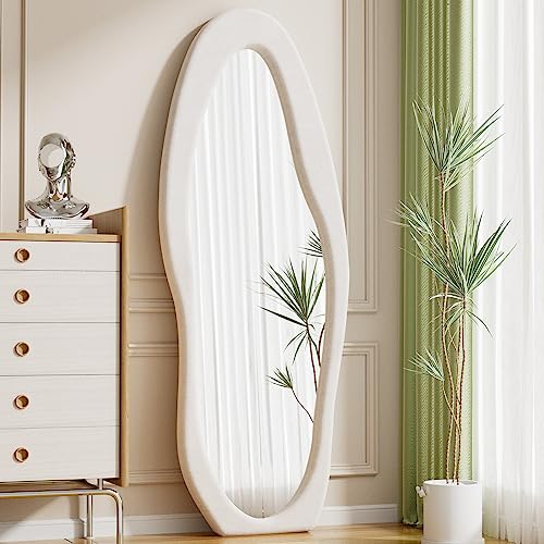 Wavy Floor Mirror (Irregular - White)