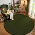 Olive Green Round Area Rugs 5ft Circle Rugs for Bedroom Living Room (5' (Round) / Olive Green)