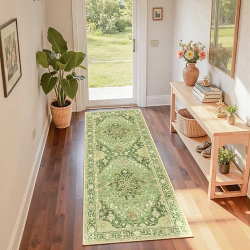 Washable Area Rug (Green/Yellow / 2' x 6' (Rectangular))
