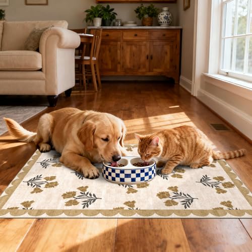 Front Door Mat Outside Entrance (Flower - Beige / 2' x 3' (Rectangular))