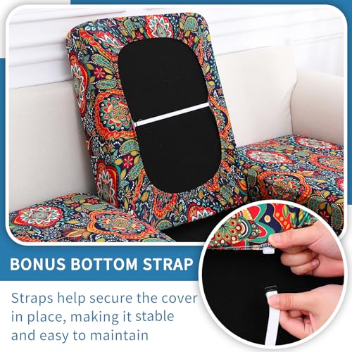 Printed Couch Cushion Covers (Red & Black / Seat Cover Large)