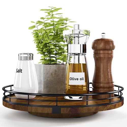 10 Inch Farmhouse Oak Lazy Susan Cabinet Organizer (Walnut / 10 inches)