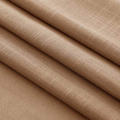 Brown Curtains for Living Room Back Tab Modern Farmhouse Semi Sheer Curtains 102 inches Long 2 Panels Set Muted Neutral Window Curtain for Dining Room Bedroom 52x102 (Brown / 52"W x 102"L (Pack of 2))