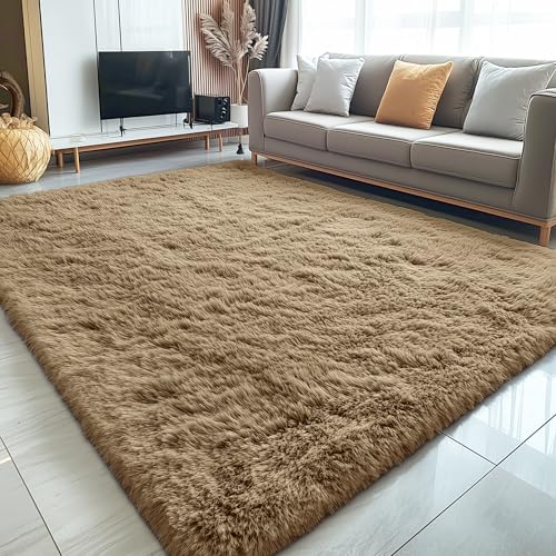 5x7 Machine Washable Large Area Rugs for Living Room (5x7 Ft / Taupe)