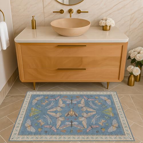 Blue 2x3 Kitchen Rugs Non Slip Washable (2' x 3' (Rectangular) / Blue)