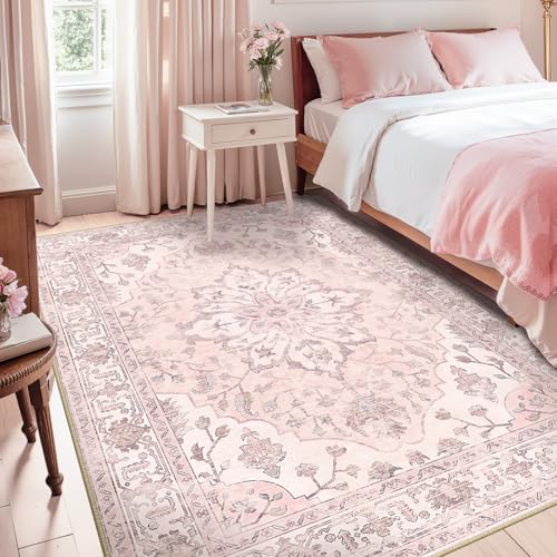 Washable Area Rug (Pink / 5' x 8' (Rectangular))