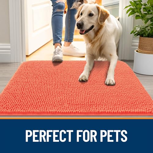 Dog Door Mat for Muddy Paws 30x17 (Coral / 30" X 17")