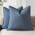 Linen Solid Decorative Throw Pillow Covers 26x26 Inch Dark Blue (26" x 26" (Pack of 2) / Blue Ashes)