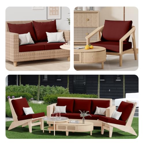 8Pcs Outdoor Cushion Covers (Wine-red / Square-large + Square)