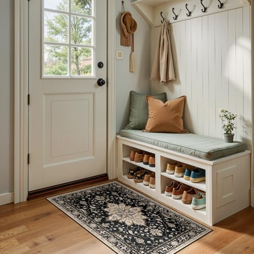 Washable Area Rug (Black/Neutral / 2' x 4' (Rectangular))