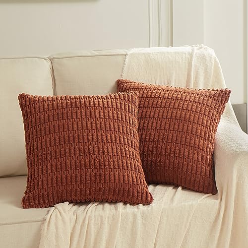 4 Packs Decorative Throw Pillow Covers for Living Room Couch Bed (22" x 22" (Pack of 4) / Rust)
