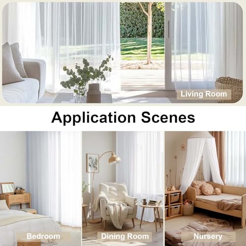 White Sheer Curtains 72 Inches Long 2 Panels (White / 42"W x 72"L (Pack of 2))
