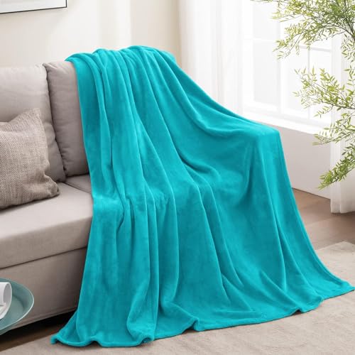 Fleece Blanket Soft Plush Throw for Couch Peacock 50"x70" (Teal / Throw XL(50"x70"))