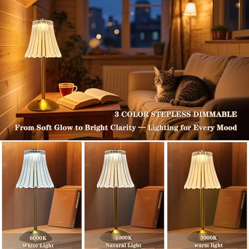 2 Pcs Cordless Rechargeable Table Lamp (Amber / Large)