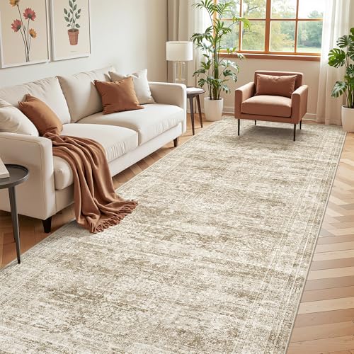 4x10 Runner Rug Non Slip (Brown/Ivory / 4' x 10' (Runner))