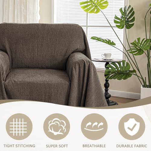 Chair Covers Couch Covers for Dogs (71" x 91" / Tassels Edge-deep Chocolate)