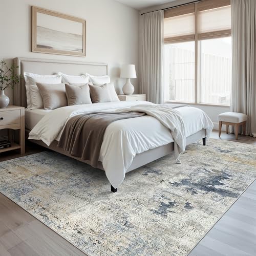 Abstract Rug 8x10 Large Living Room Area Rugs Washable Blue (Blue/Yellow / 8' x 10' (Rectangular))
