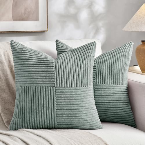 2 Packs Grey Blue Samll Decorative Throw Pillow Covers 14x14 Inch with for Couch Bed Sofa (Grey Blue / 14" x 14" (Pack of 2))