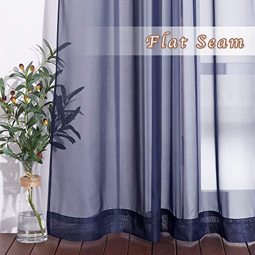 Dark Blue Sheer Curtains for Bedroom (Dark Blue / 54"W x 90"L (Pack of 2))
