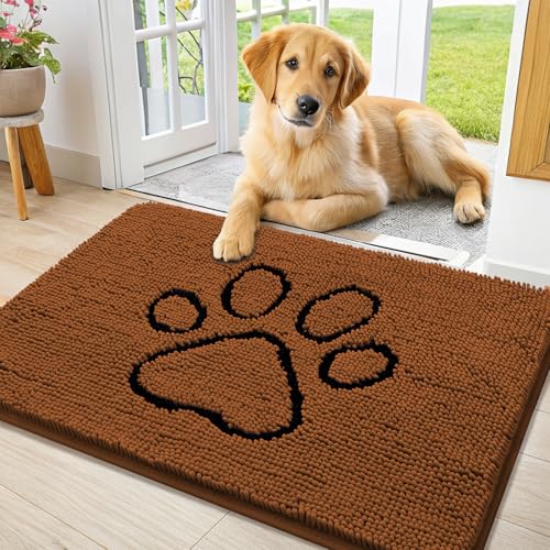 Dog Door Mat for Muddy Paws (36"X24" / Ochre and Black)